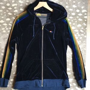 Aviator Nation navy velour hoodie sweatshirt